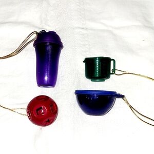 4 Vintage Iconic Tupperware Christmas Ornaments